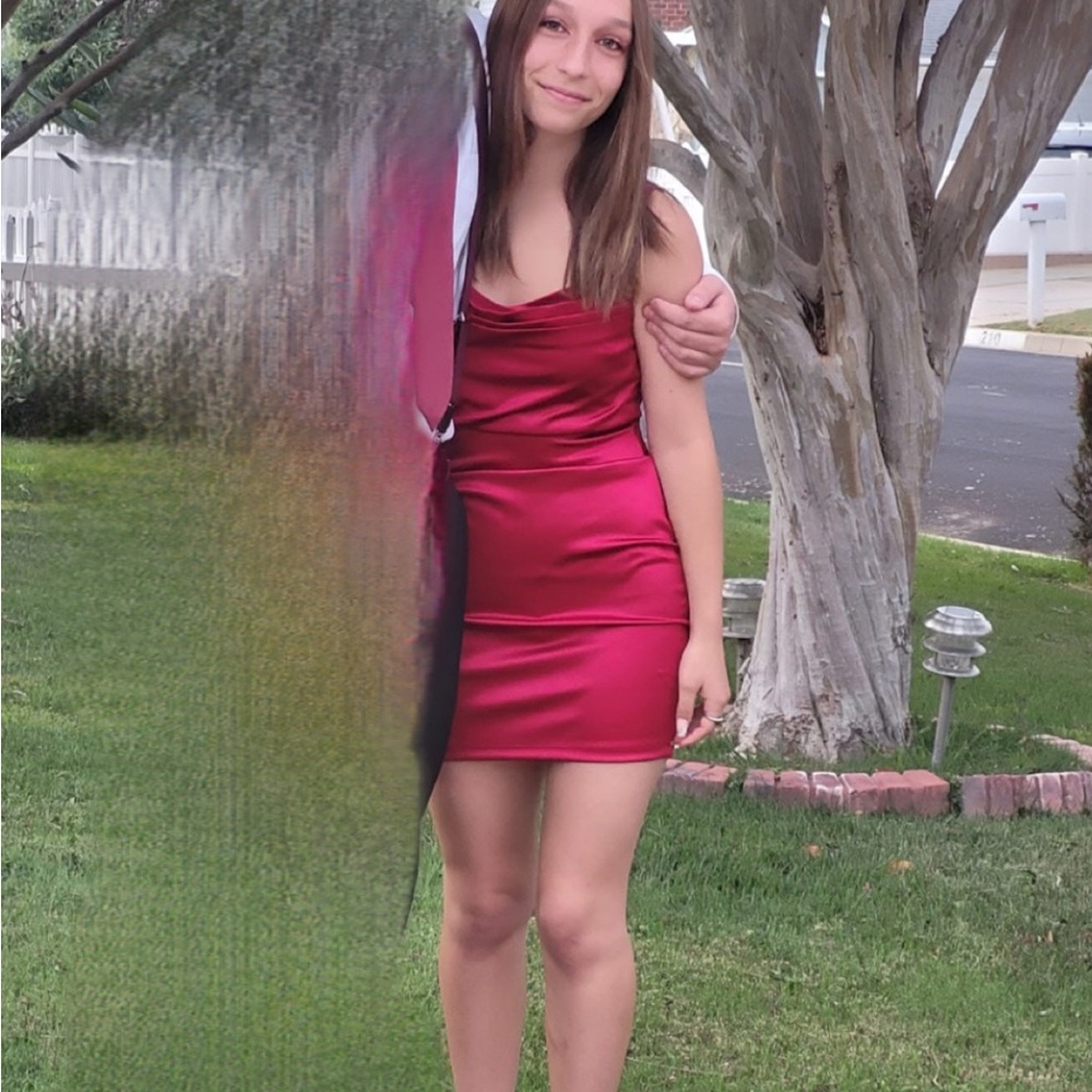 Elegant Red Satin Dress